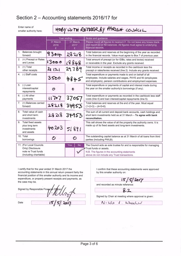 2016/17 Accounting Statement Section 2